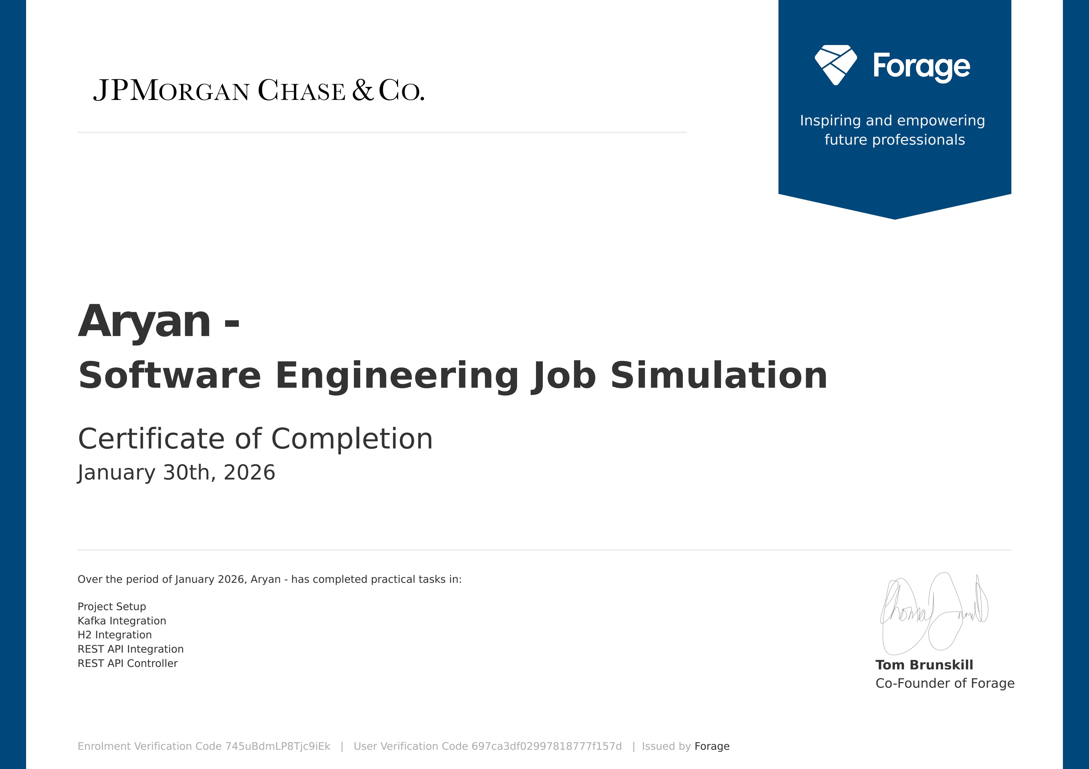 JP Morgan Certificate